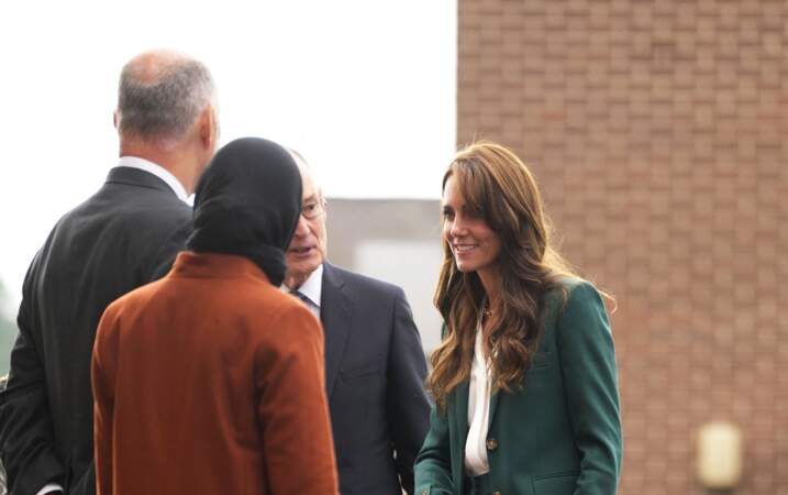 Kate Middleton, princesse de Galles, visite l'usine textile familiale AW Hainsworth à Leeds, le 26 septembre 2023. 