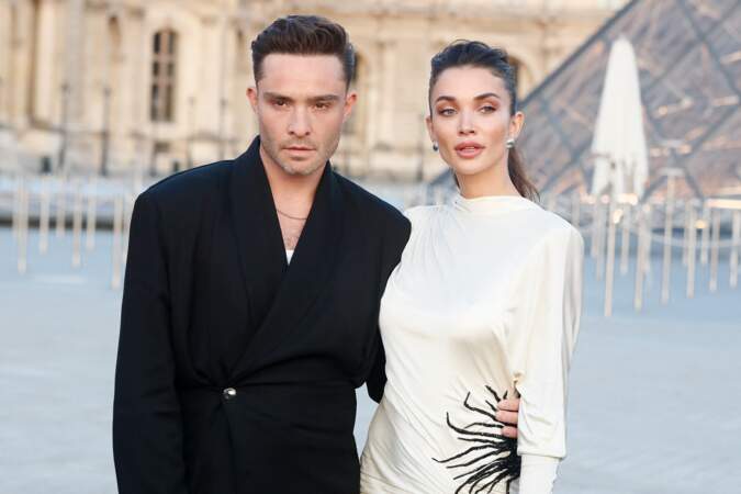 Soirée Lancôme, au Louvre lors de la Fashion week de Paris : Ed Westwick et sa compagne Amy Jackson.