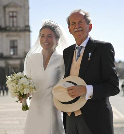 La princesse Maria Francisca de Bragance et son père lors du mariage de la jeune femme