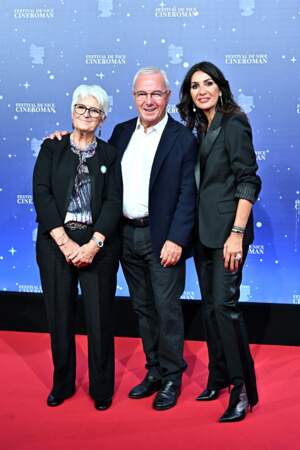 Cérémonie de clôture de la 5ème édition du festival Cinéroman à Nice : Jean Léonetti, le maire d'Antibes, sa femme, et Nathalie Benoin, la co-fondatrice du festival Cinéroman.