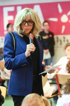 Brigitte Macron lors de la 20ème édition de la dictée d'ELA à l'école Mercier