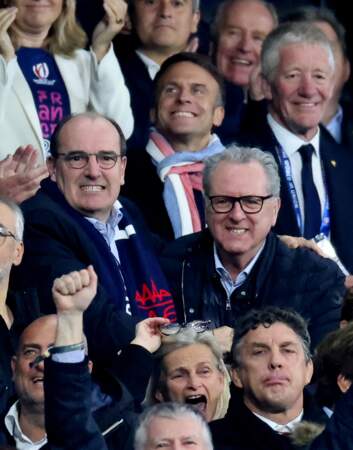 Emmanuel Macron, Jean Castex et Richard Ferrand au match de quart de finale France-Afrique du Sud.