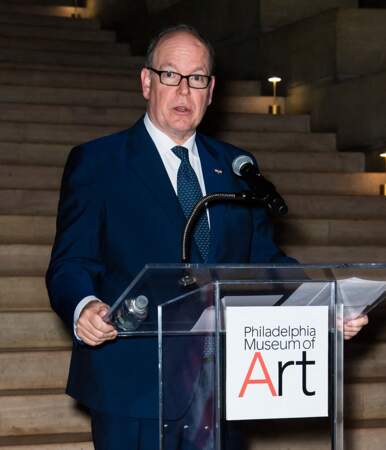 Prince Albert II de Monaco lors d'une réception de bienvenue précédant le 16ème Planetary Health Awards & Gala de la Fondation Prince Albert II de Monaco au Philadelphia Museum of Art à Philadelphie.