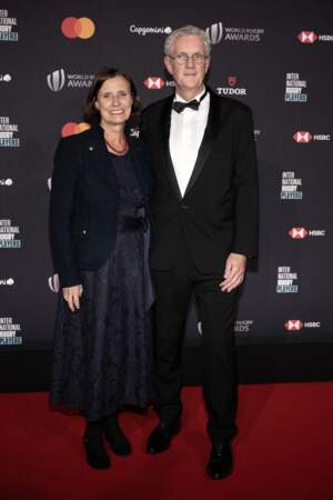 Cérémonie des World Rugby Awards : le président de France 2023, Jacques Rivoal et son épouse.