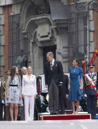 Le roi Felipe VI d’Espagne, la reine Letizia d’Espagne, l'infante Sofia d'Espagne et la princesse Leonor.
