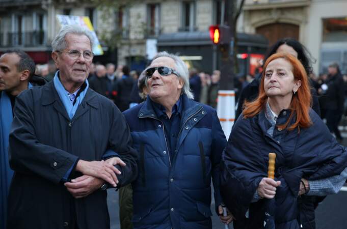 Marche pour la République et contre l'antisémitisme à Paris : Jean-Louis Debré , Gilbert Montagné et Nikole Montagné.