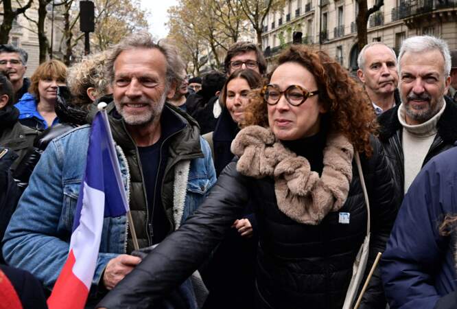 Marche pour la République et contre l'antisémitisme à Paris : Stephane Freiss, Delphine Horvilleur.