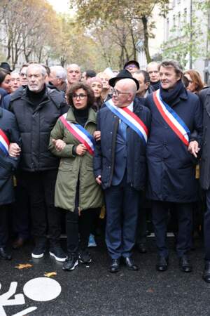 Marche pour la République et contre l'antisémitisme à Paris : Jean-Claude Darmon, Rachida Dati, Eric Ciotti, Francois Baroin.