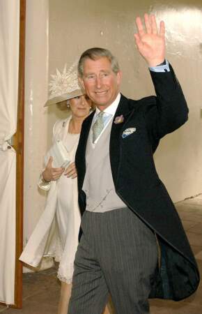 Le Prince Charles est aux anges après son union avec Camilla Parker Bowles, le 9 avril 2005.