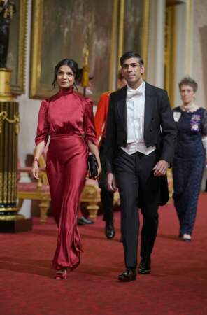 Banquet d'État à Buckingham : le Premier ministre du Royaume-Uni Rishi Sunak et sa femme Akshata Murty.