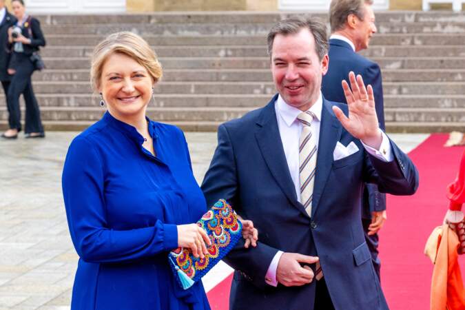 Le Grand-Duc héritier Guillaume de Luxembourg et la Grande-Duchesse héritière Stéphanie de Luxembourg assistent au mariage de la princesse Alexandra de Luxembourg et de M. Nicolas Bagory, en 2023.