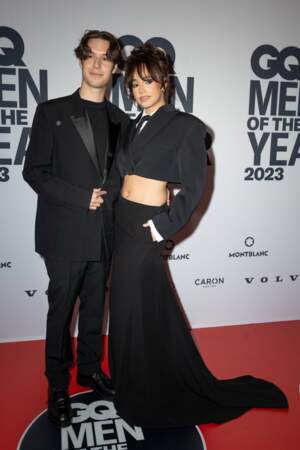Lena Mahfouf et Sébastien Frit lors de son arrivée au Shangri-La Hotel, le 30 novembre 2023, lors de l'évènement GQ Men of the Year Awards 2023. 