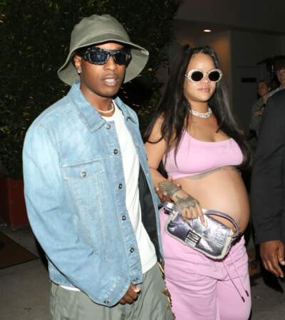 Rihanna et ASAP Rocky lors d'une sortie au restaurant Giorgio Baldi quelques semaines avant la naissance de leur enfant
