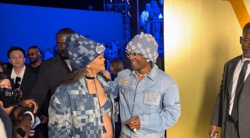 Rihanna et ASAP Rocky au défilé de mode Louis Vuitton Homme, Collection Printemps-Été 2024 en 2023