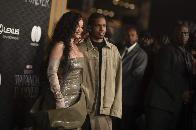 Rihanna et ASAP Rocky lors de la première mondiale du film Black Panther Wakanda Forever en 2022