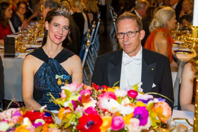 Dîner des prix Nobel à Stockholm : la comtesse Bettina Bernadotte et Thomas Perlmann.