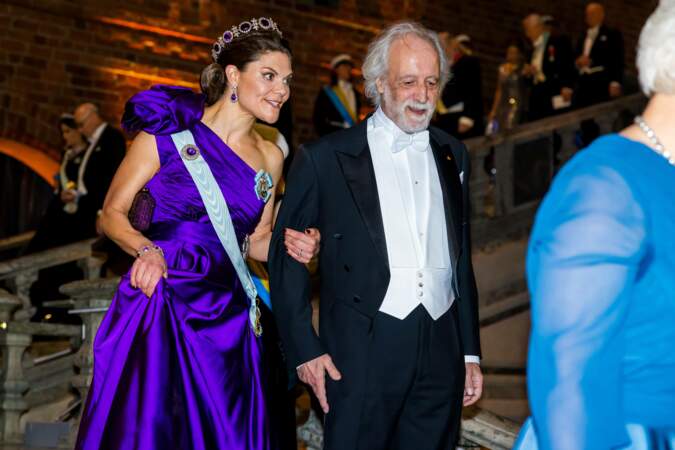 Dîner des prix Nobel à Stockholm : la princesse Victoria de Suède et Pierre Agostini.