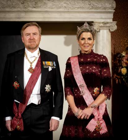 Le roi Willem-Alexander et la reine Maxima lors d'un banquet d'État au Palais royal d'Amsterdam.