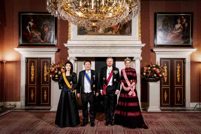 Banquet d'État : la première dame Kim Keon Hee, le président de la République de Corée Yoon Suk Yeol, le roi Willem-Alexander et la reine Maxima des Pays-Bas