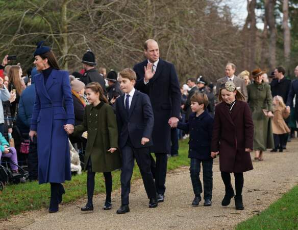 Messe du matin de Noël : le prince William et Kate Middleton avec leurs enfants.