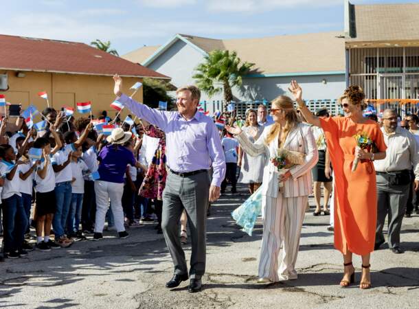 Le roi Willem Alexander des Pays-Bas, la reine Maxima et la princesse Amalia visitent l'île d'Aruba dans les Caraïbes, le 31 janvier 2023.