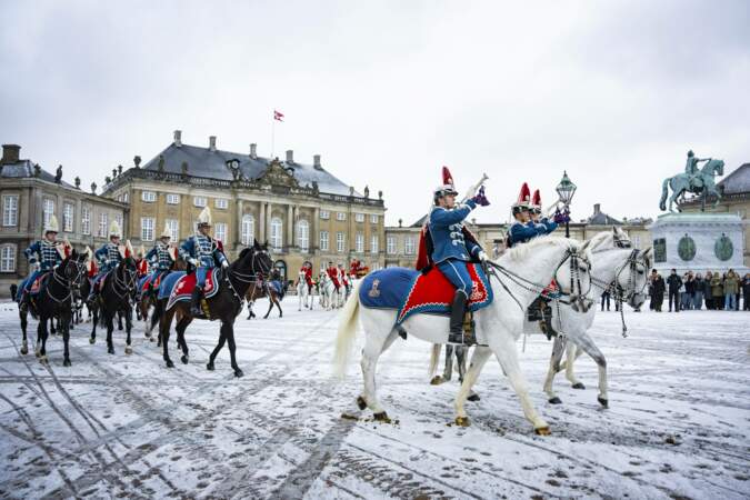 Le cortège royal de la reine Margrethe II lors de la réception du Nouvel An au palais de Copenhague