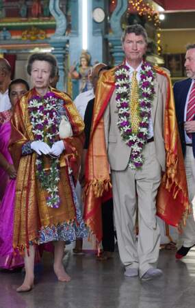 La princesse royale et son époux, le vice-amiral Sir Timothy Laurence lors du troisième jour de leur visite au Sri Lanka