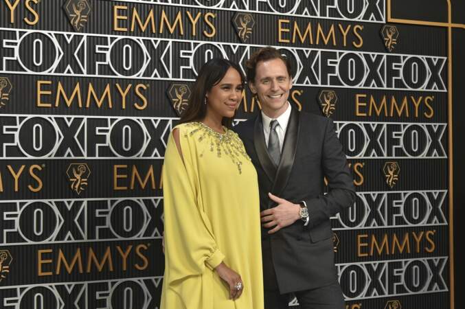 75e cérémonie des Emmy Awards, le 15 janvier 2024 au au Peacock Theater de Los Angeles : Zawe Ashton et Tom Hiddleston