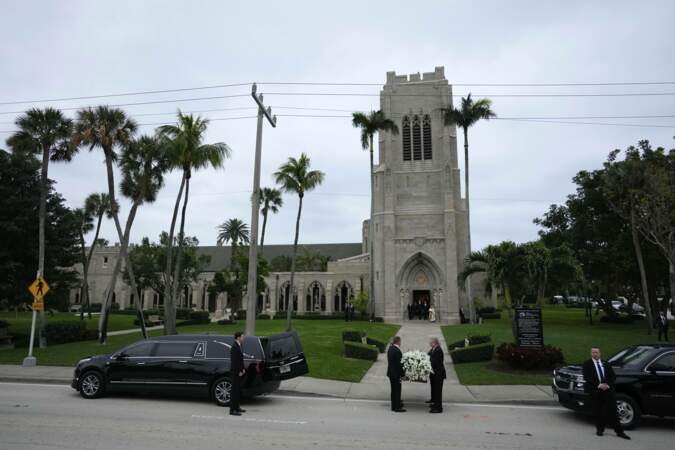 Funérailles de Amalija Knavs, la mère de Melania Trump, ce jeudi 18 janvier 2024, à Palm Beach, en Floride.
