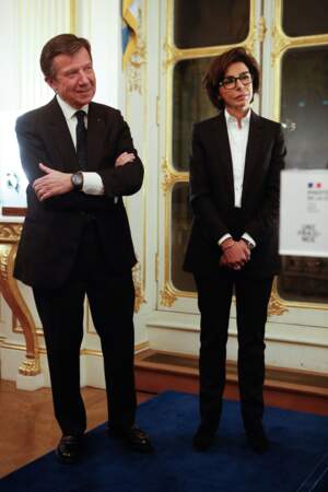 Gilles Pélisson et Rachida Dati à la cérémonie de remise du prix "French Cinema Award" à Melvil Poupaud au Ministère de la Culture et de la Communication à Paris.