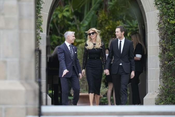 Ivanka Trump et Jared Kushner, lors des funérailles de Amalija Knavs, la mère de Melania Trump, ce jeudi 18 janvier 2024, à Palm Beach, en Floride.