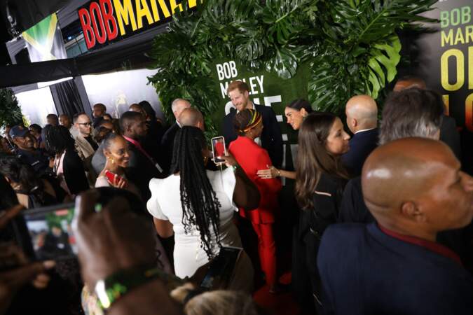 Le prince Harry et Meghan Markle assistent à la première du film "Bob Marley : One Love" à Kingston en Jamaïque.