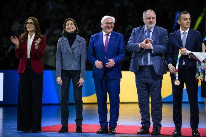 Elle était aux côtés de Amélie Oudea-Castera, ministre de l'Éducation nationale, des Sports et des Jeux olympiques de France, le président allemand Frank-Walter Steinmeier et Andreas Michelmann, président de la Fédération allemande de handball (DHB). 