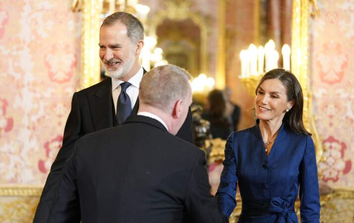 Le couple royal lors de leur réception annuelle du corps diplomatique accrédité en Espagne.