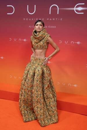 Zendaya (Chani) à l'avant-première de Dune 2 au cinéma Grand Rex à Paris, France, le 12 février 2024.