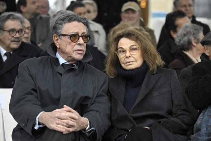 Hommage national à Robert Badinter au ministère de la Justice, Place Vendôme le 14 février 2024 : Bettina Rheims et son mari Jean-Michel Darrois