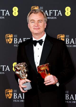 Christopher Nolan dans la salle de presse après avoir remporté les prix du meilleur réalisateur et du meilleur film pour Oppenheimer lors des Bafta Film Awards 2024, au Royal Festival Hall, Southbank Centre à Londres,  le dimanche 18 février 2024. 