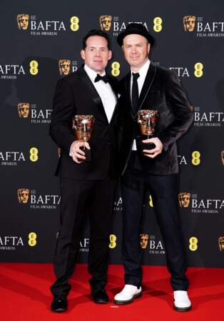 Johnnie Burn et Tarn Willers dans la salle de presse après avoir remporté le prix du son pour La Zone d'intérêt lors des Bafta Film Awards 2024/