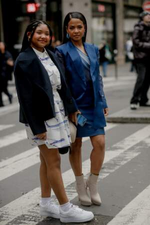 Christina Milian et sa fille Violet Madison assistent au défilé Akris lors de la Fashion Week de Paris, le 3 mars 2024.