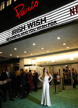 Lindsay Lohan à la première du film Irish Wish de Netflix devant le Paris Theatre, à New York, le 5 mars 2024. 
