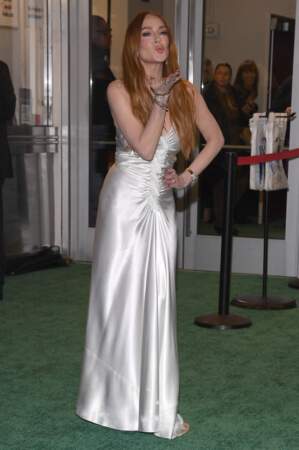 L'actrice Lindsay Lohan se rend à la première du film Irish Wish de Netflix devant le Paris Theatre, à New York, le 5 mars 2024. 