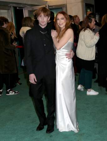 Cody Lohan et Lindsay Lohan à la première du film Irish Wish de Netflix devant le Paris Theatre, à New York, le 5 mars 2024. 