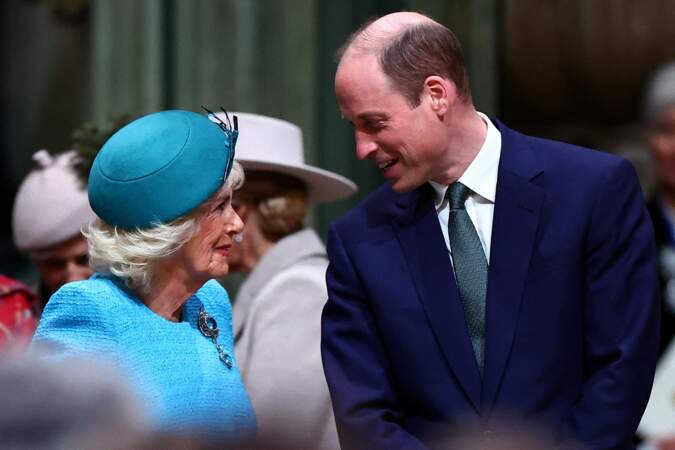La reine Camilla et le prince de Galles ont assisté à la cérémonie annuelle du Jour du Commonwealth à l'abbaye de Westminster à Londres, le 11 mars 2024.