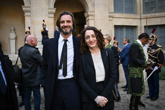 Eva Jospin et son compagnon Adriano Valerio lors de l'entrée de Sylviane Agacinski à l'Académie française