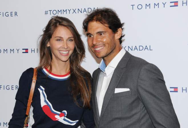 Ophélie Meunier et le joueur de tennis espagnol Rafael Nadal lors de la soirée Tommy Hilfiger en 2016.
