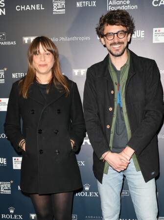 Alice Winocour et Hugo Gélin lors de l'inauguration de l’exposition "L'Art de James Cameron"