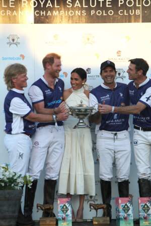 Le prince Harry et Meghan Markle lors du Royal Salute Polo Challenge.