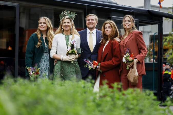 Le roi Willem-Alexander et la reine Maxima des Pays-Bas avec les princesses Catharina-Amalia, Alexia et Ariane des Pays-Bas assistent au Jour du Roi 2024.