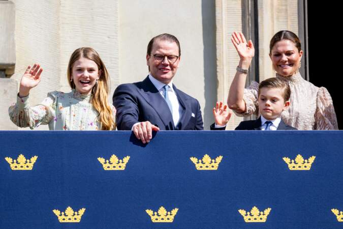 La princesse Victoria de Suède, le prince Daniel de Suède, la princesse Estelle de Suède, le prince Oscar de Suède lors des célébrations du 78ème anniversaire du roi de Suède.