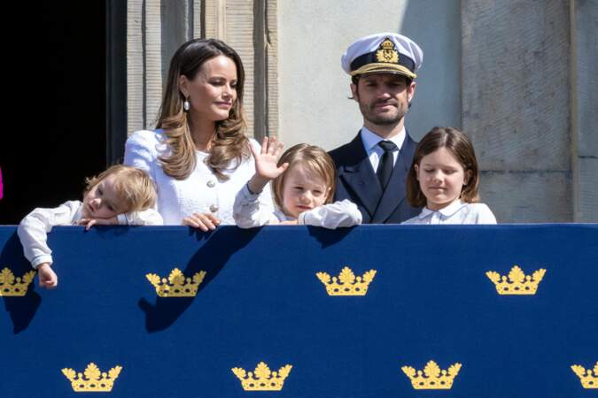 Le prince Carl Philip de Suède, la princesse Sofia de Suède, le prince Alexander, le prince Gabriel, le prince Julian lors des célébrations du 78ème anniversaire du roi de Suède.